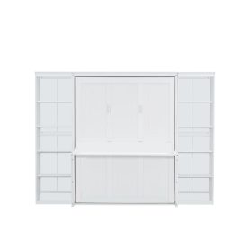 Queen Size Murphy Bed with Desk and Bookshelf