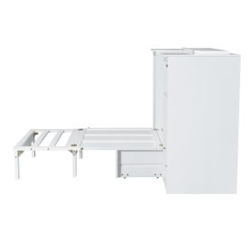 Twin Size Murphy Bed with Bedside Shelves and Wardrobe