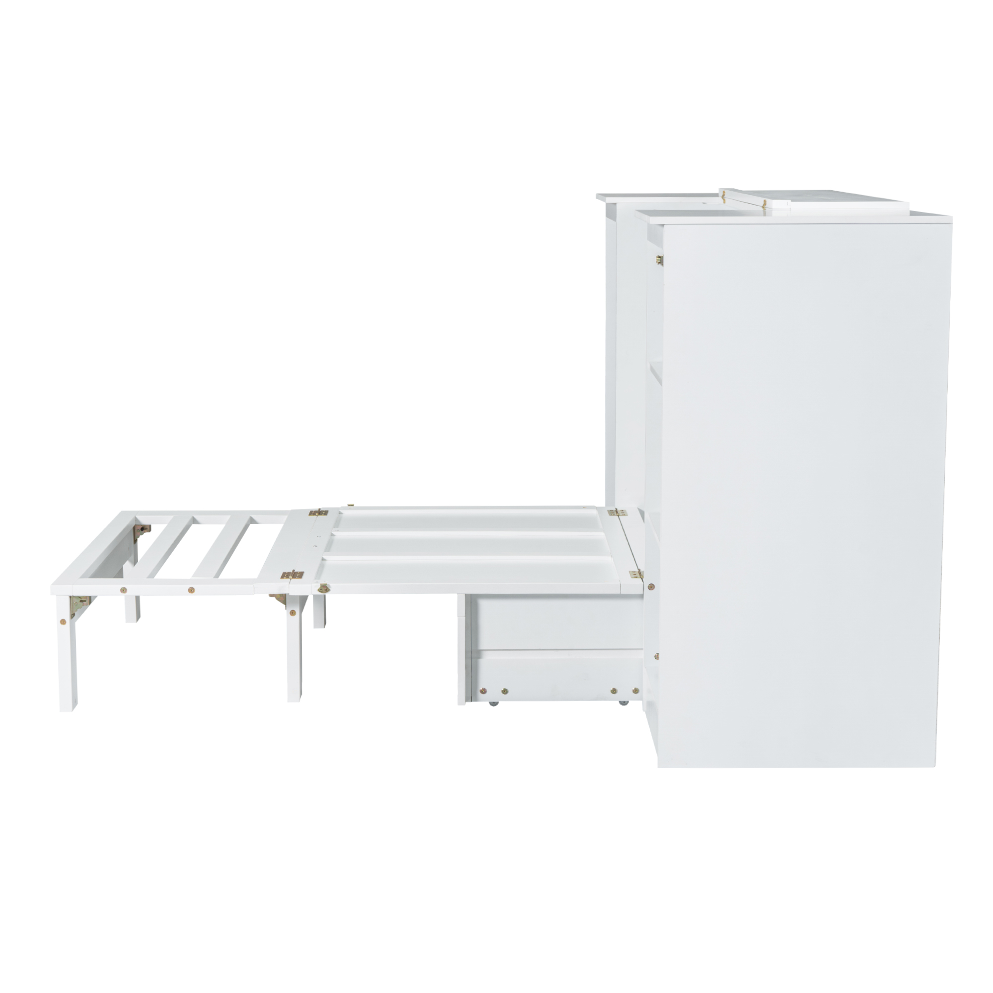 Twin Size Murphy Bed with Bedside Shelves and Wardrobe