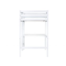 Twin Size High Loft Bed With Safety Guardrail, Built-in Desk, Ladder
