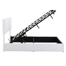 Queen Size Upholstered Platform Bed with Hydraulic Storage System