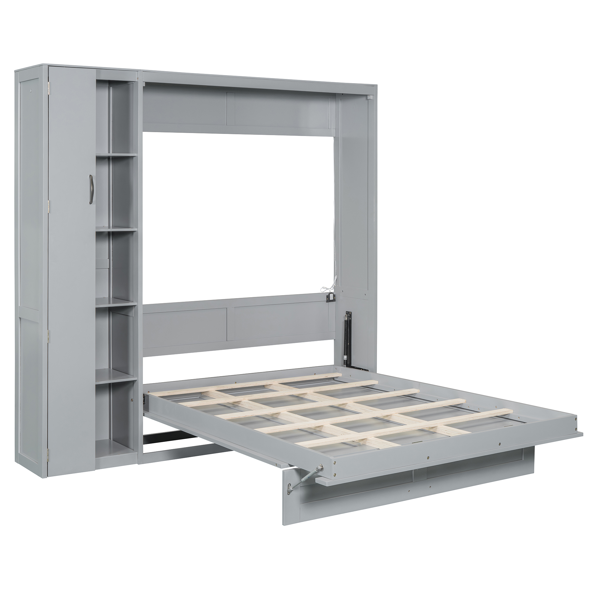 Full Size Murphy Bed with Shelves, Drawers and LED Lights 11 Full Size Murphy Bed with Shelves, Drawers and LED Lights