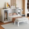 Twin Size Murphy Bed with Bedside Shelves and Wardrobe