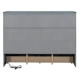 Queen Size Murphy Bed with USB Port and One Large Drawer