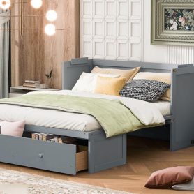 Queen Size Murphy Bed with USB Port and One Large Drawer