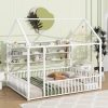 Full Size Metal Bed House Bed Frame With Fence And Shelves 2 Full Size Metal Bed House Bed Frame With Fence And Shelves