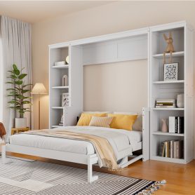 Queen Size Murphy Bed with Desk and Bookshelf