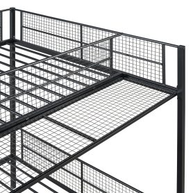 Twin Over Full Metal Bunk Bed with 5-Tier Shelves