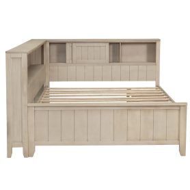 Full Size Wood Daybed with Storage Shelves and 3 Drawers
