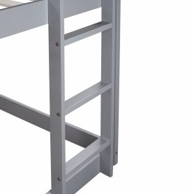 House-Shaped Twin over Twin Rubber Wood Floor Bunk Bed with ladder and Guardrails