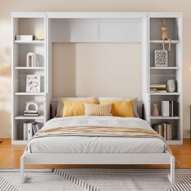 Queen Size Murphy Bed with Desk and Bookshelf