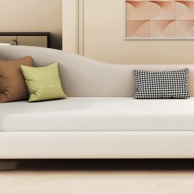 Twin Size L-Shaped Linen Daybed with Solid Wood Legs 26 Twin Size L-Shaped Linen Daybed with Solid Wood Legs