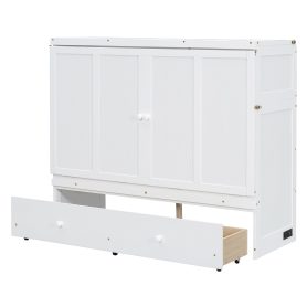 Full Size Murphy Bed With USB Port And One Large Drawer