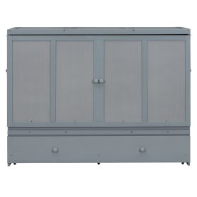 Queen Size Murphy Bed with USB Port and One Large Drawer