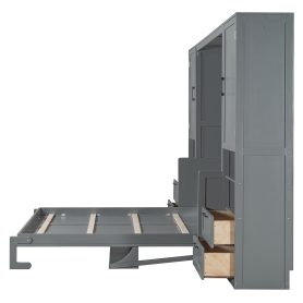 Queen Size Murphy Bed with Closet ,Drawers and Shelves