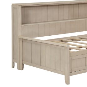 Twin Size Wood Daybed with Storage Shelves and 3 Drawers