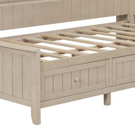 Twin Size Wood Daybed with Storage Shelves and 3 Drawers