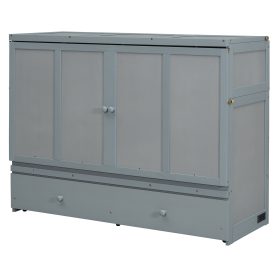 Queen Size Murphy Bed with USB Port and One Large Drawer