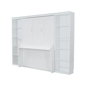 Queen Size Murphy Bed with Desk and Bookshelf