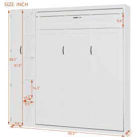 Queen Size Murphy Bed with Shelves, Drawers and LED Lights