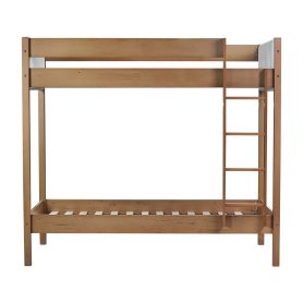 Twin Over Twin Bunk Bed with Upholstered Headboard and Footboard of Teddy-Velvet Cushion