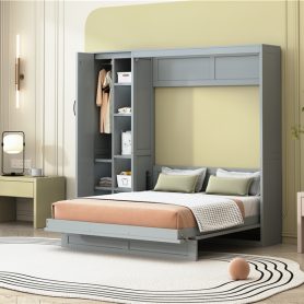 Full Size Murphy Bed with Shelves, Drawers and LED Lights 50 Full Size Murphy Bed with Shelves, Drawers and LED Lights