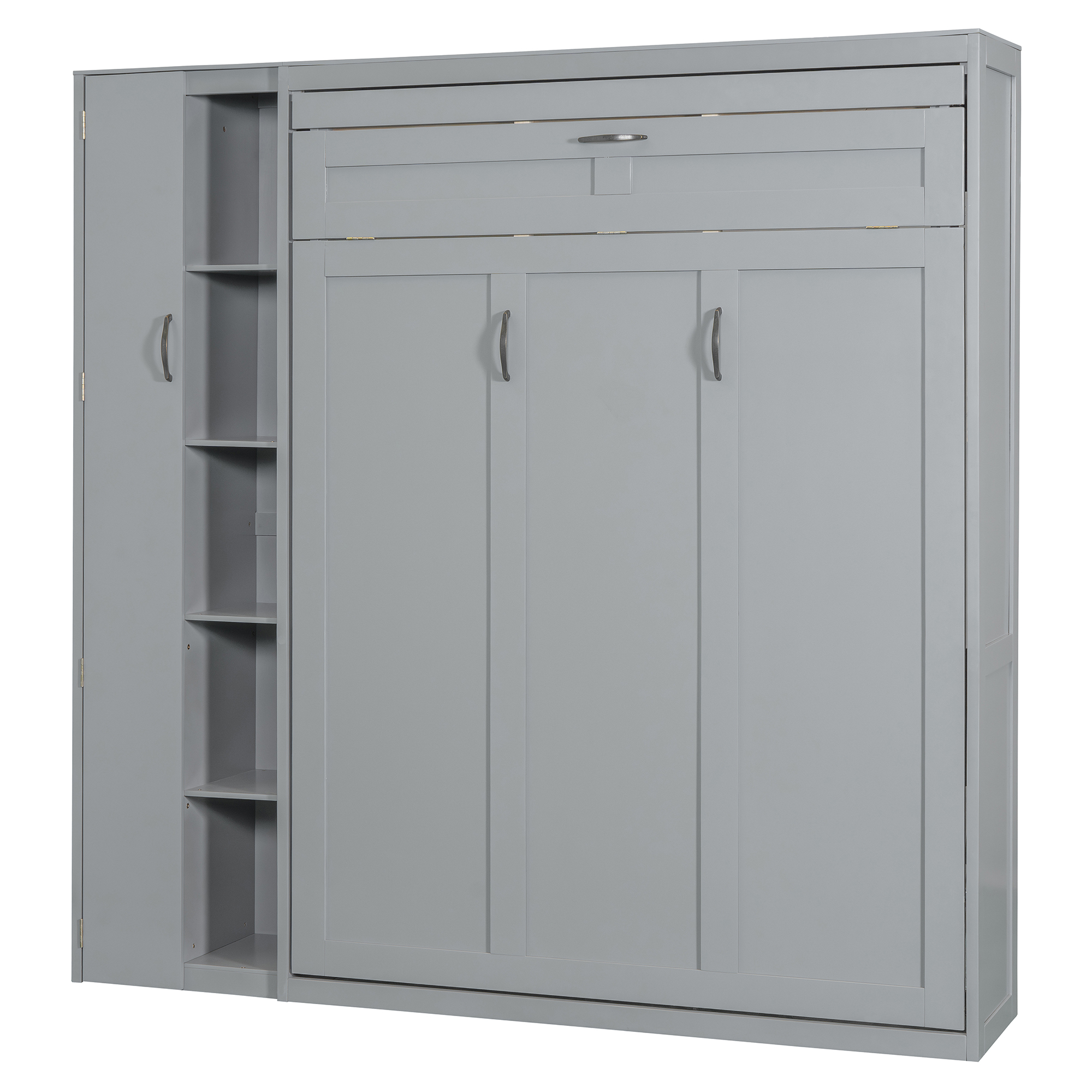 Full Size Murphy Bed with Shelves, Drawers and LED Lights 8 Full Size Murphy Bed with Shelves, Drawers and LED Lights