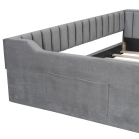Full Xl Size Upholstery Daybed with Side Storage Pocket