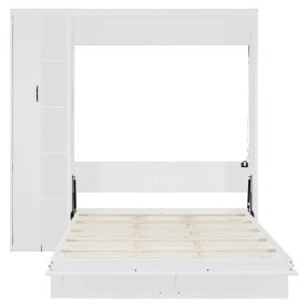 Queen Size Murphy Bed with Shelves, Drawers and LED Lights