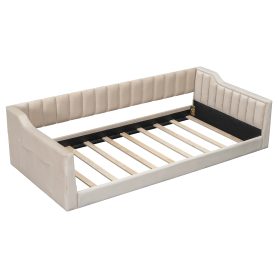 Twin Xl Size Upholstery Daybed with Side Storage Pocket