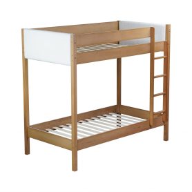 Twin Over Twin Bunk Bed with Upholstered Headboard and Footboard of Teddy-Velvet Cushion