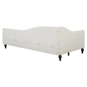 Twin Size L-Shaped Linen Daybed with Solid Wood Legs 25 Twin Size L-Shaped Linen Daybed with Solid Wood Legs