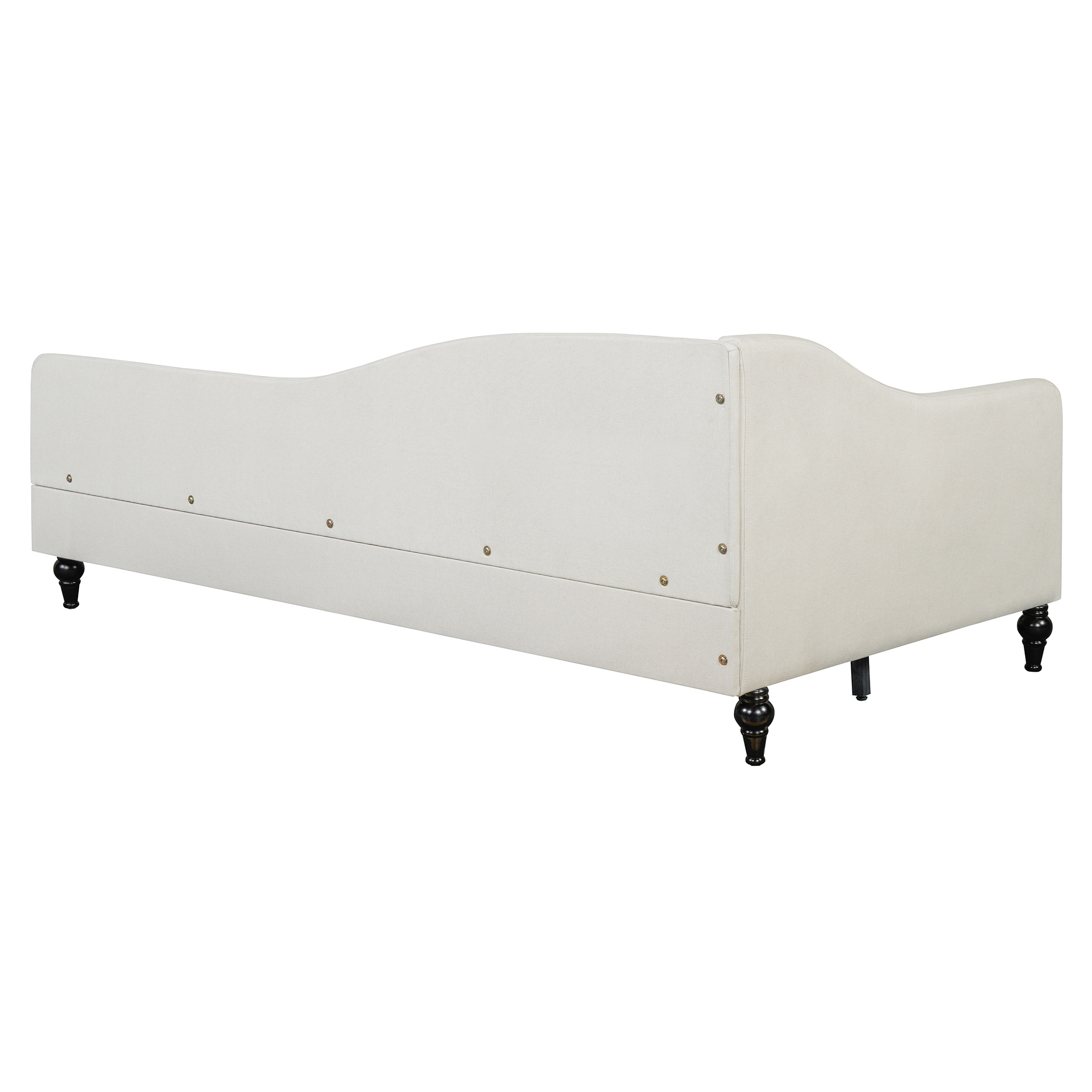 Twin Size L-Shaped Linen Daybed with Solid Wood Legs 12 Twin Size L-Shaped Linen Daybed with Solid Wood Legs