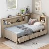 Twin Size Wood Daybed with Storage Shelves and 3 Drawers