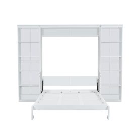 Queen Size Murphy Bed with Desk and Bookshelf