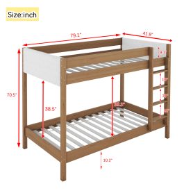 Twin Over Twin Bunk Bed with Upholstered Headboard and Footboard of Teddy-Velvet Cushion