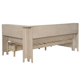 Twin Size Wood Daybed with Storage Shelves and 3 Drawers