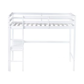 Twin Size High Loft Bed With Safety Guardrail, Built-in Desk, Ladder