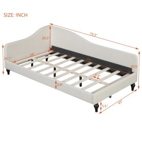 Twin Size L-Shaped Linen Daybed with Solid Wood Legs 21 Twin Size L-Shaped Linen Daybed with Solid Wood Legs