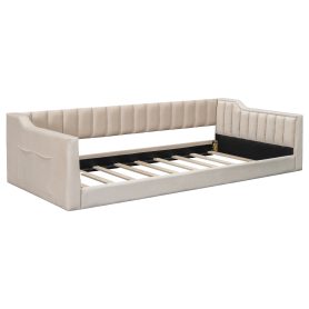 Twin Xl Size Upholstery Daybed with Side Storage Pocket
