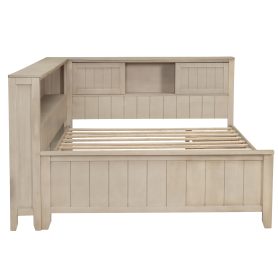 Full Size Wood Daybed with Storage Shelves and 3 Drawers