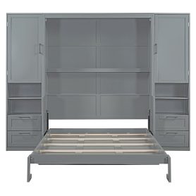 Queen Size Murphy Bed with Closet ,Drawers and Shelves