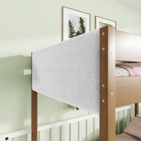 Twin Over Twin Bunk Bed with Upholstered Headboard and Footboard of Teddy-Velvet Cushion