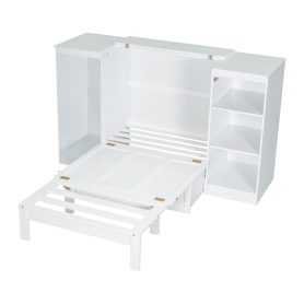 Twin Size Murphy Bed with Bedside Shelves and Wardrobe