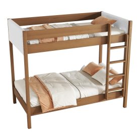Twin Over Twin Bunk Bed with Upholstered Headboard and Footboard of Teddy-Velvet Cushion