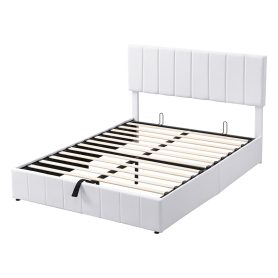 Queen Size Upholstered Platform Bed with Hydraulic Storage System