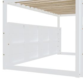 Twin Size Wooden Loft Bed House-Shaped Frame With A Tent