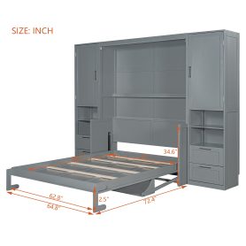 Queen Size Murphy Bed with Closet ,Drawers and Shelves