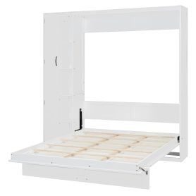 Queen Size Murphy Bed with Shelves, Drawers and LED Lights