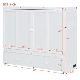 Full Size Murphy Bed With USB Port And One Large Drawer